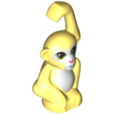 bright light yellow monkey orangutan friends baby with lime eyes coral nose and white face and stomach pattern