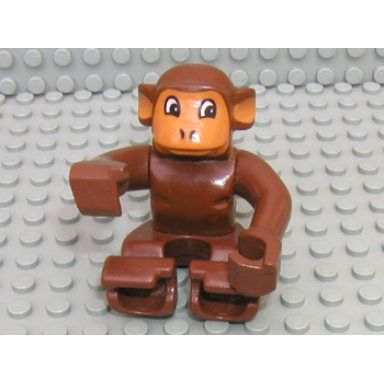 brown duplo monkey with semicircular eyes pattern