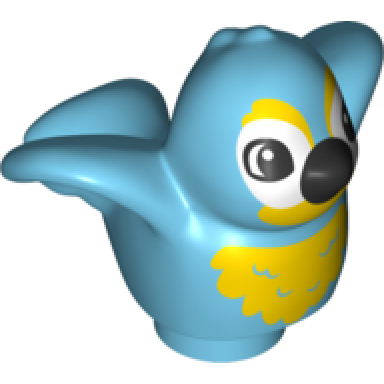 medium azure duplo bird with yellow chest feathers black beak pattern