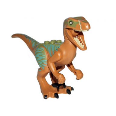 medium nougat dinosaur raptor velociraptor with olive green back and sand green markings jurassic world echo