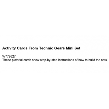activity cards from technic gears mini set 9610