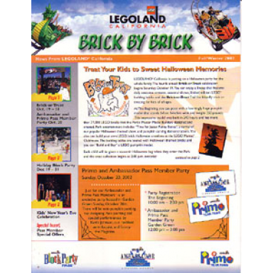 brick by brick legoland california passholders newsletter - 2002 fall winter