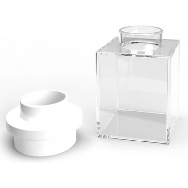 vase trans-clear with white top