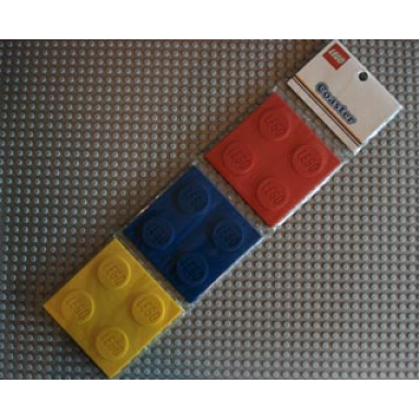 coaster set bricks red blue yellow
