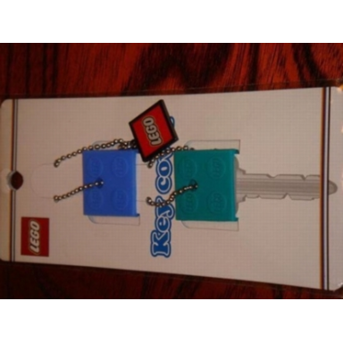 2 x 2 brick - soft key cover key chain set - blue and dark turquoise