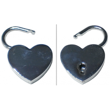 dots secret diary padlock - heart chrome silver