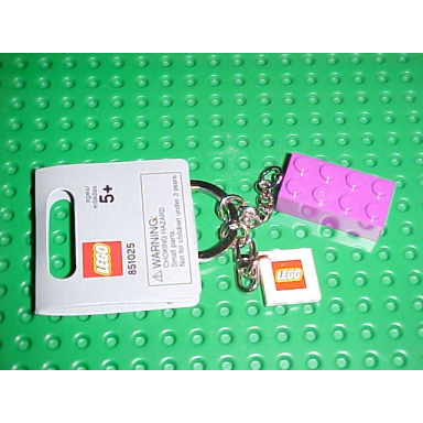 2 x 4 brick - light purple key chain with 2 x 2 square lego logo tile