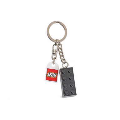 2 x 4 brick - black key chain with lego logo tile modified 3 x 2 curved with hole