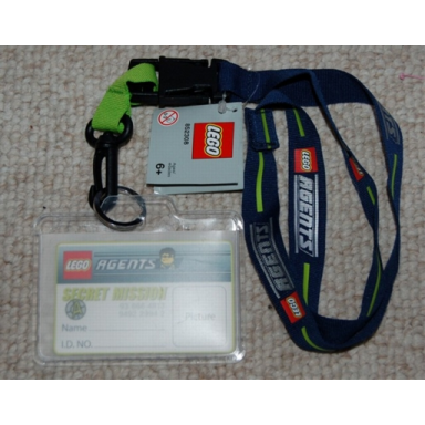 agents id card name badge on lanyard with lego and agents pattern