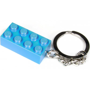 2 x 4 brick - medium blue with iridescent coating key chain