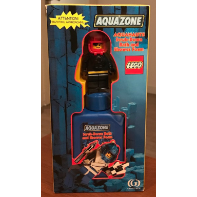 bath and shower foam bottle with aquanaut minifigure black