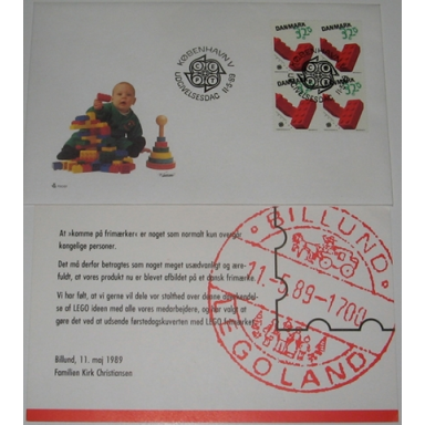 lego stamp denmark first day cover may 11 1989
