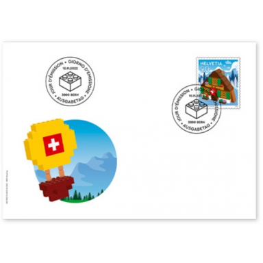 lego stamp switzerland first day cover november 11 2022 - chalet