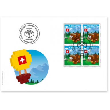 lego stamp switzerland first day cover november 11 2022 - cow sheet of 4