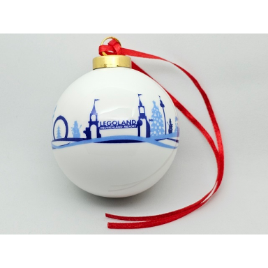 christmas tree ornament legoland deutschland resort silhouette with park attractions bauble