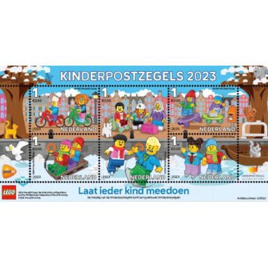 lego stamp netherlands 2023 - kinderpostzegels minifigures sheet of 5