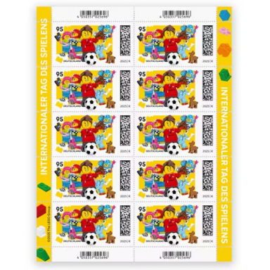 lego stamp germany 2025 - internationaler tag des spielens sheet of 10