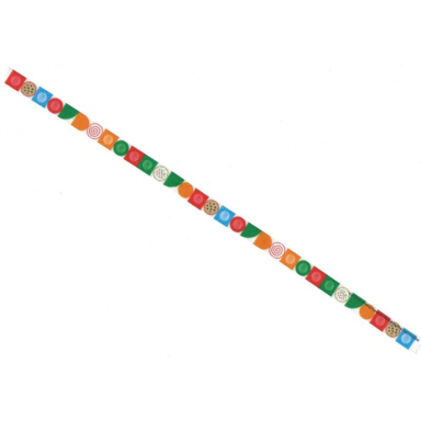 christmas cracker ribbon with decorated tiles and lego logos pattern