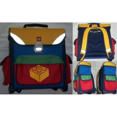 backpack satchel hard box brick and lego logo on front