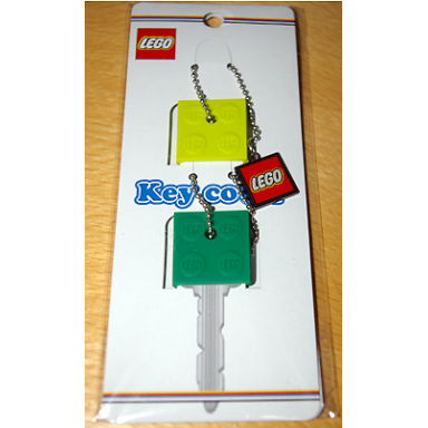 2 x 2 brick - soft key cover key chain set - yellow and green