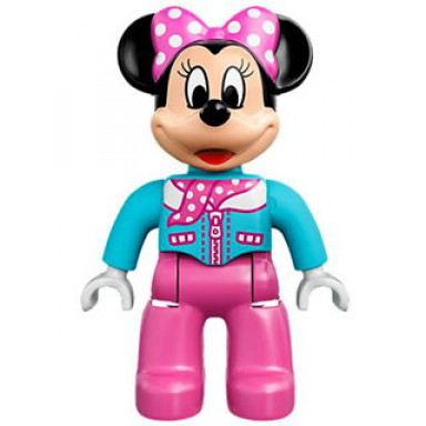 duplo figure lego ville minnie mouse medium azure aviator jacket with polka dot scarf