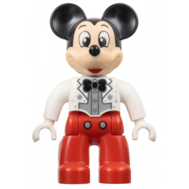 duplo figure lego ville mickey mouse white jacket red legs silver shirt black bow tie