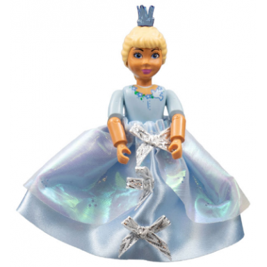 belville female child girl princess elena - white shorts light blue top with flowers and bird pattern very light orange hair white shoes skirt crown