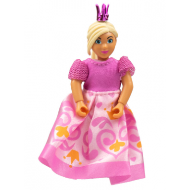 belville female child girl princess - bright pink top light yellow hair magenta shoes dress with filigree pattern crown