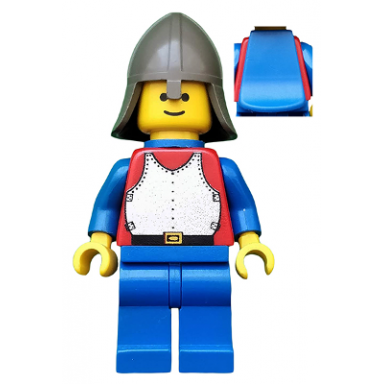 breastplate - red with blue arms blue legs dark gray neck-protector blue plastic cape