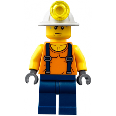 miner - shirt with straps dark blue legs mining helmet sweat drops