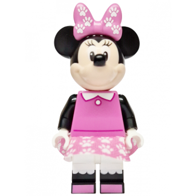 minnie mouse - dark pink top dress and bow with paw prints