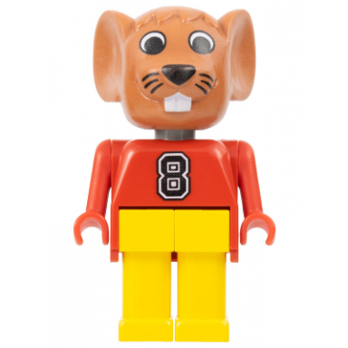 fabuland mouse - maximillian mouse max brown head red top with number 8