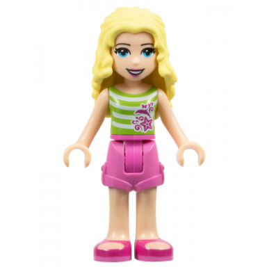 friends liza - dark pink shorts green top with white stripes