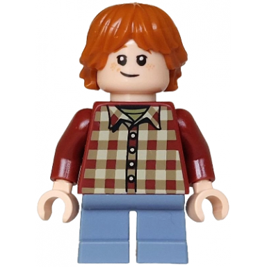 ron weasley - dark red plaid shirt sand blue short legs
