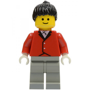 red riding jacket - light gray legs black ponytail hair