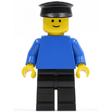 plain blue torso with blue arms black legs black hat