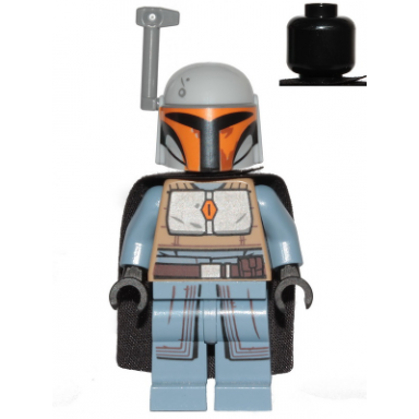 mandalorian tribe warrior - female black cape light bluish gray helmet with antenna rangefinder