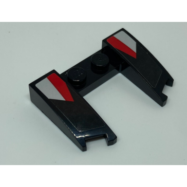 black wedge 3 x 4 x 2 3 curved with cutout with silver and red stripes pattern stickers - set 75886