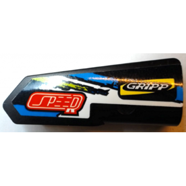 black technic panel fairing 21 very small smooth side b with speed firm gripp and blue lime and white stripes pattern sticker - set 42103
