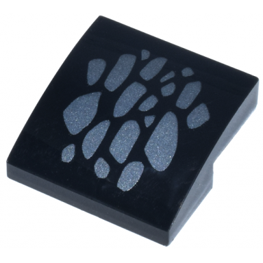 black slope curved 2 x 2 x 2 3 with dark silver dragon scales pattern