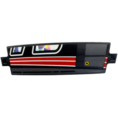 black technic panel curved 3 x 13 with partial holographic number 75 bottom section yellow ring and red and white stripes pattern sticker - set 42153