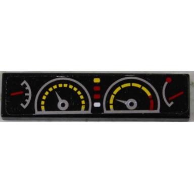 black tile 1 x 4 with fuel temperature speed and rpm gauges pattern sticker - set 8458