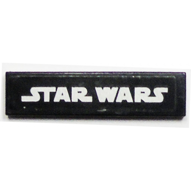 black tile 1 x 4 with white star wars logo pattern sticker - set 10019