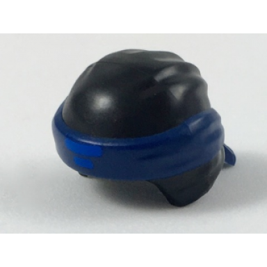 black minifigure headgear ninjago wrap type 3 with molded dark blue bandana and knot and printed blue lines symbol pattern