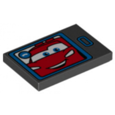 black tile 2 x 3 with lightning mcqueen video phone call pattern