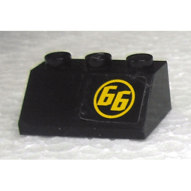black slope 45 2 x 3 with yellow 66 in yellow circle pattern right sticker - set 8161