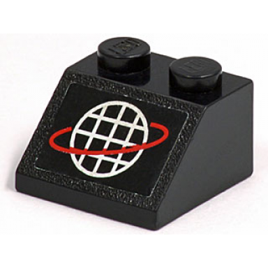 black slope 45 2 x 2 with alpha team white grid with red ring logo pattern sticker - set 6775
