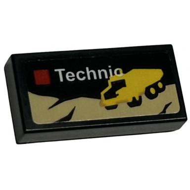 black tile 1 x 2 with lego technic set box art yellow volvo articulated hauler pattern sticker - sets 40528 40574