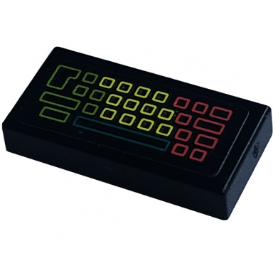black tile 1 x 2 with computer keyboard gaming with coral dark turquoise lime and neon yellow keys pattern sticker - set 41755