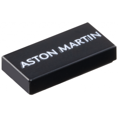 black tile 1 x 2 with white aston martin pattern